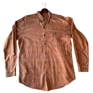 The Territory Ahead Men's L Orange Plaid Long Sleeve Button-Up Shirt Casual